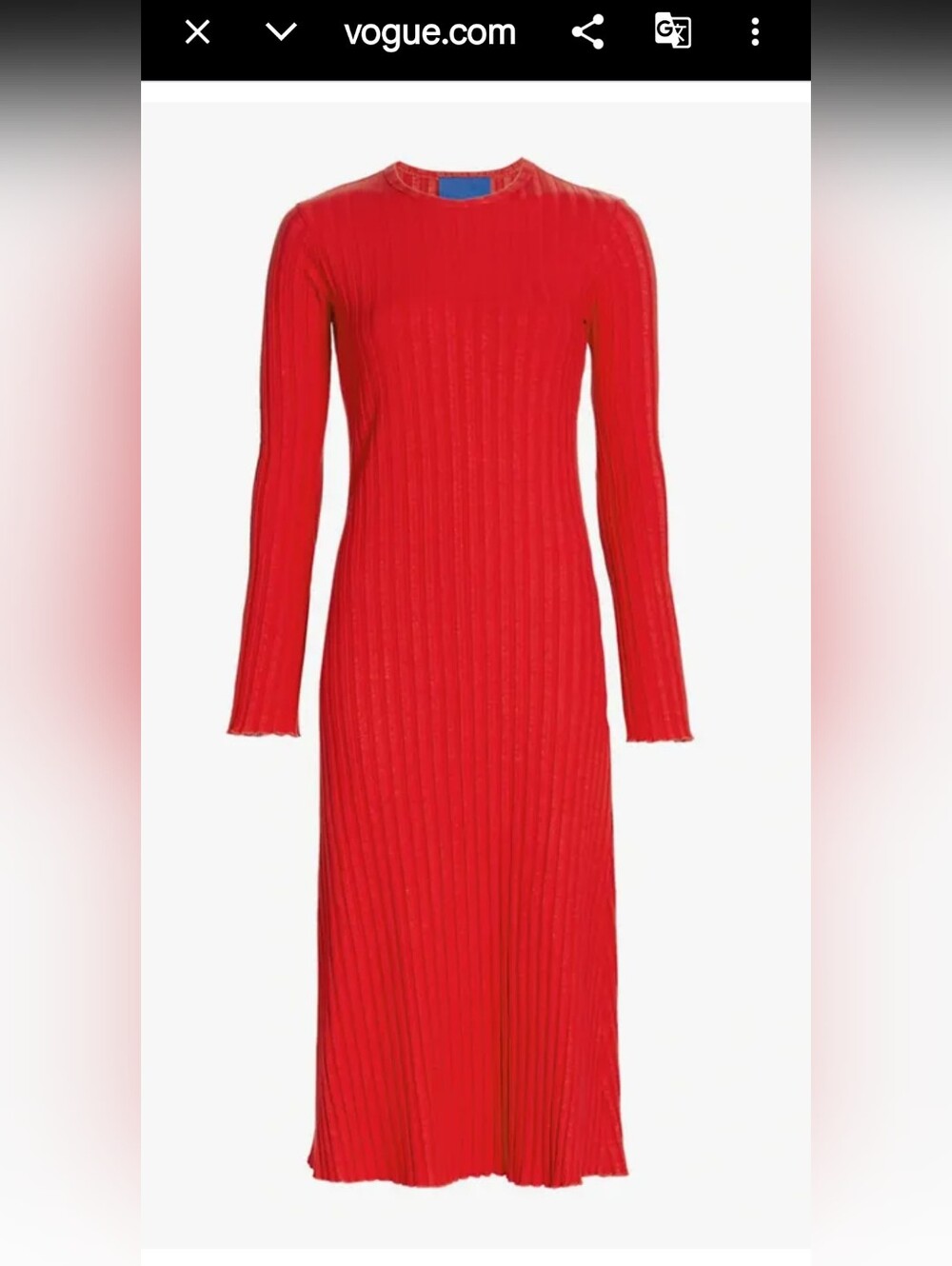 Simon Miller Wells Long Sleeve Ribbed Dress in a vibrant poppy red/coral hue